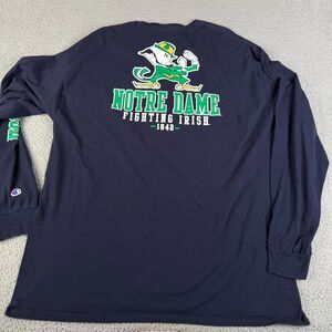 CHAMPION  Notre Dame T Shirt Mens 2XL Blue Long Sleeve Fighting Irish Go Irish